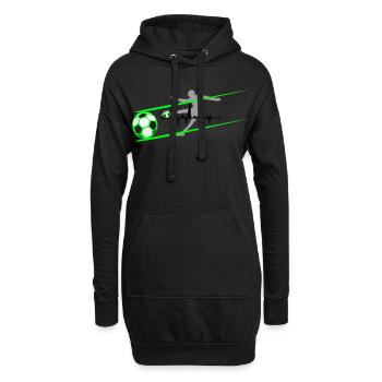 Fußball Fußballspieler Herzwellen  - Hoodie-Kleid - Schwarz - Vorne