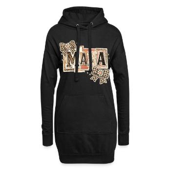 Mama Léopard et Nœuds | Cadeau Fête des Mères - Sweat-shirt à capuche long Femme - noir - Devant