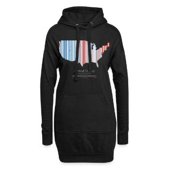 Vereinigte Staaten – Klimageschichte Erwärmungsstreifen Kartendruck - Hoodie-Kleid - Schwarz - Vorne