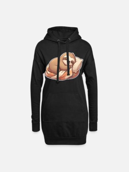 Faultier Schlafen - Hoodie-Kleid - Schwarz