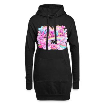 Mama Candy und Regenbogen | Mama-Geschenk - Hoodie-Kleid - Schwarz - Vorne