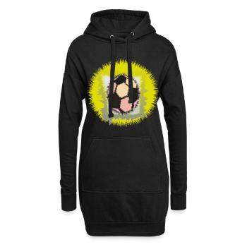Explosiver Fußball-Aura - Hoodie-Kleid - Schwarz - Vorne