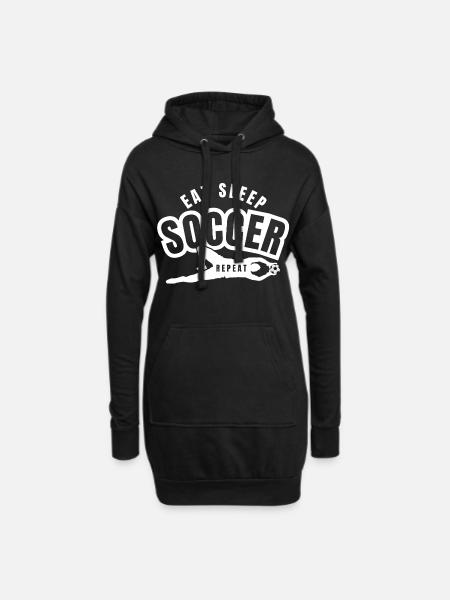 ESSEN, SCHLAF, SFUSSBALL WIEDERHOLEN - Hoodie-Kleid - Schwarz