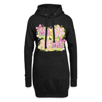 MAMA Fleurs Magiques et Nœuds Roses | Rétro Chic - Sweat-shirt à capuche long Femme - noir - Devant