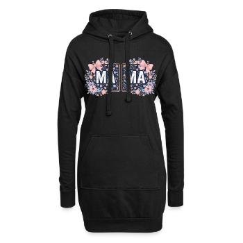 MAMA Carrés Fleuris et Nœuds Roses | Style Coquett - Sweat-shirt à capuche long Femme - noir - Devant