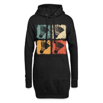 Badminton Shuttlecock Style Rétro - Sweat-shirt à capuche long Femme - noir - Devant