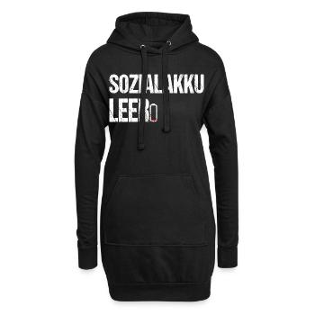 Sozialakku leer - Lustiger Spruch für Introverte - Hoodie-Kleid - Schwarz - Vorne