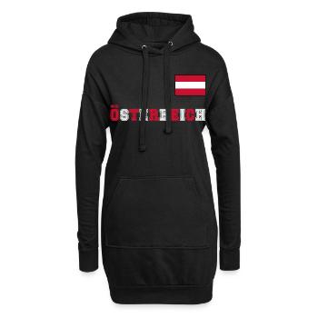 ÖSTERREICH Trikot Look - Flagge Fahne auf Brust - Hoodie-Kleid - Schwarz - Vorne
