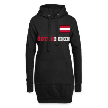 ÖSTERREICH Trikot Look - Flagge Fahne auf Brust - Hoodie-Kleid - Schwarz - Vorne
