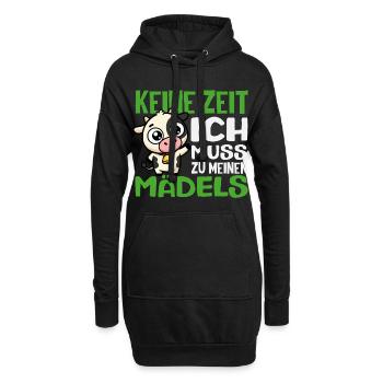 Keine Zeit Ich Muss Zu Meinen Mädels Kuh Bauer - Hoodie-Kleid - Schwarz - Vorne
