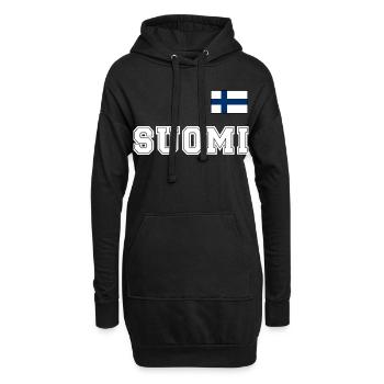FINNLAND - SUOMI Trikot Look - Flagge auf Brust - Hoodie-Kleid - Schwarz - Vorne