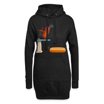 Hot Dog, Würstchen, BBQ, Grillen, Griller - Hoodie-Kleid - Schwarz - Vorne