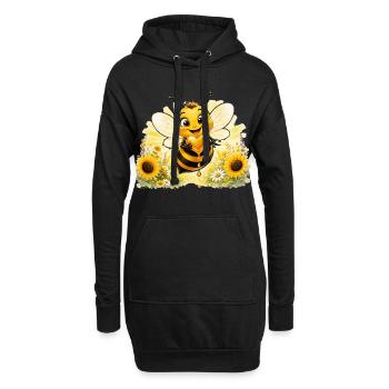 abeille, apiculteur, nid d’abeille, fleurs, insecte des prairies, - Sweat-shirt à capuche long Femme - noir - Devant