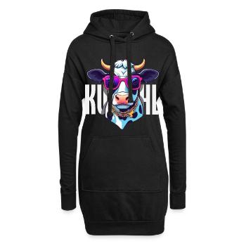 Kuhl Kuh Mit Sonnenbrille Cool Bauer Landwirt - Hoodie-Kleid - Schwarz - Vorne