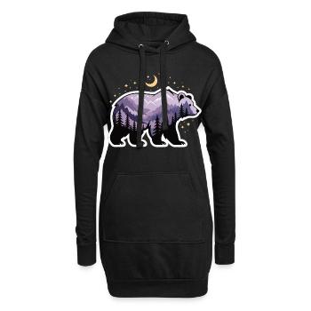 Bär Berglandschaft Mond und Wald - Hoodie-Kleid - Schwarz - Vorne