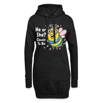 Révélation du sexe Baby shower Il/Elle, cousin à abeille - Sweat-shirt à capuche long Femme - noir - Devant