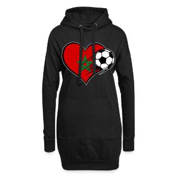 Marokko Flagge Fußball mit Herz - Hoodie-Kleid - Schwarz - Vorne
