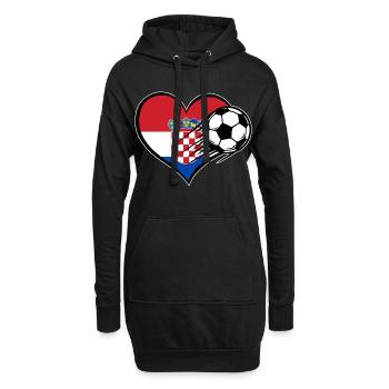 Kroatien Flagge Fußball mit Herz - Hoodie-Kleid - Schwarz - Vorne