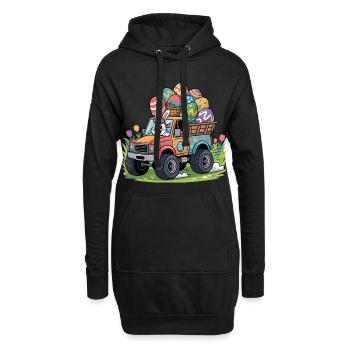 Frohe Ostern Süßer Osterhase Eiersuche Ostereier - Hoodie-Kleid - Schwarz - Vorne