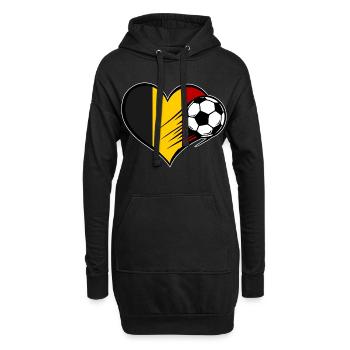 Belgien Flagge Fußball mit Herz - Hoodie-Kleid - Schwarz - Vorne