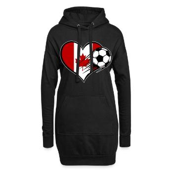 Kanada Flagge Fußball mit Herz - Hoodie-Kleid - Schwarz - Vorne