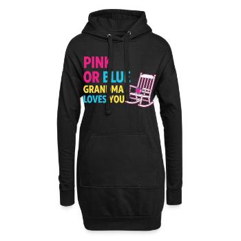 Révélation de sexe Baby Shower Rose ou Blue Grandma - Sweat-shirt à capuche long Femme - noir - Devant