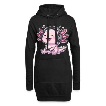  Axolotl Singen Musik Hören - Hoodie-Kleid - Schwarz - Vorne