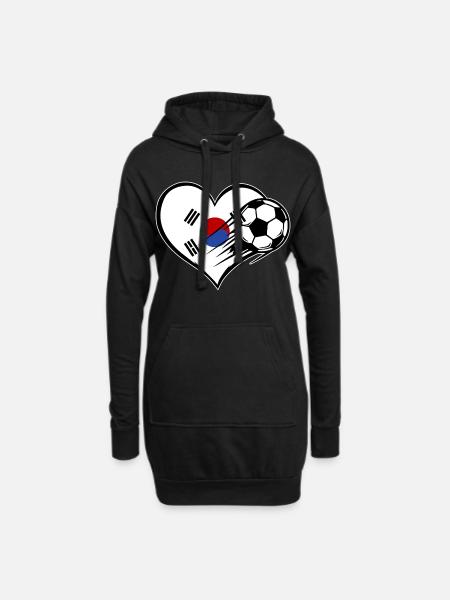 Südkorea Flagge Fußball mit Herz - Hoodie-Kleid - Schwarz