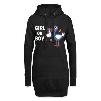 Annonce de la fête préversive de bébé fille ou garçon - Sweat-shirt à capuche long Femme - noir - Devant