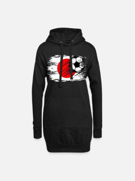 Japan Flagge Fußball used - Hoodie-Kleid - Schwarz
