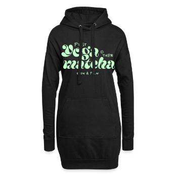 D’abord le yoga puis le matcha Typer Design - Sweat-shirt à capuche long Femme - noir - Devant