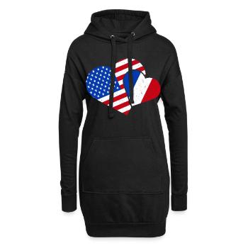 Frankreich USA Liebe Französisch Amerikanisch - Hoodie-Kleid - Schwarz - Vorne