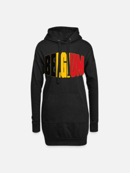 Maillot de football belge, design des supporters belges - Sweat-shirt à capuche long Femme - noir