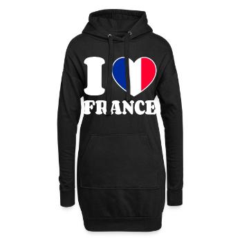 J’aime la France France - Fan de Love Heart France - Sweat-shirt à capuche long Femme - noir - Devant