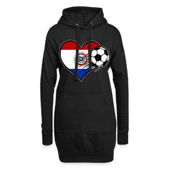 Paraguay Flagge Fußball mit Herz - Hoodie-Kleid - Schwarz - Vorne