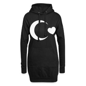 Drapeau de la Dinde en Croissant de Lune (J’adore la Dinde, Blanc) - Sweat-shirt à capuche long Femme - noir - Devant