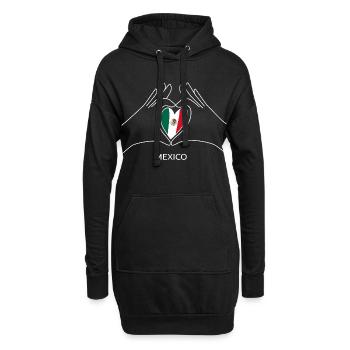 Mexiko Herz mit Mexikaischer Flagge Mexico Fan - Hoodie-Kleid - Schwarz - Vorne