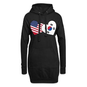 Südkorea und US-Flagge Amerikanisch Koreanisch - Hoodie-Kleid - Schwarz - Vorne