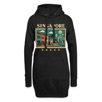 Singapur Tropische Vintage Reise - Hoodie-Kleid - Schwarz - Vorne