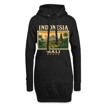Magie tropicale de Bali dans un style rétro - Sweat-shirt à capuche long Femme - noir - Devant