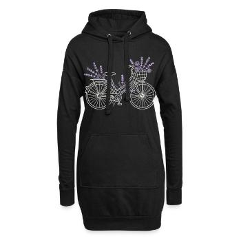 Fleurs de vélo lavande vintage - Sweat-shirt à capuche long Femme - noir - Devant