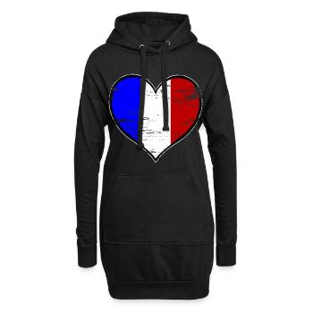 Drapeau du cœur français utilisé - Sweat-shirt à capuche long Femme - noir - Devant
