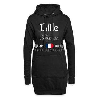 Lille Frankreich Streetwear Reise Souvenir - Hoodie-Kleid - Schwarz - Vorne