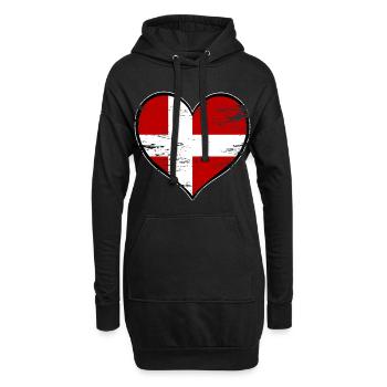 Drapeau du cœur du Danemark utilisé - Sweat-shirt à capuche long Femme - noir - Devant