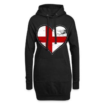 Drapeau du cœur anglais utilisé - Sweat-shirt à capuche long Femme - noir - Devant