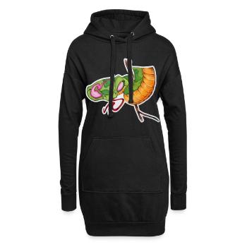 Flame Snake with Green, Orange, Tail - Hoodie Dress - black - Front