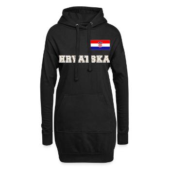 Kroatien Trikot Look – HRVATSKA mit Fahne Flagge - Hoodie-Kleid - Schwarz - Vorne