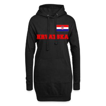 Kroatien Trikot Look – HRVATSKA mit Fahne Flagge - Hoodie-Kleid - Schwarz - Vorne
