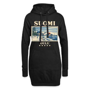 Finnland Oulu Vintage Reisemarke - Hoodie-Kleid - Schwarz - Vorne