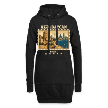 Aserbaidschan Baku Vintage Reisemarke - Hoodie-Kleid - Schwarz - Vorne